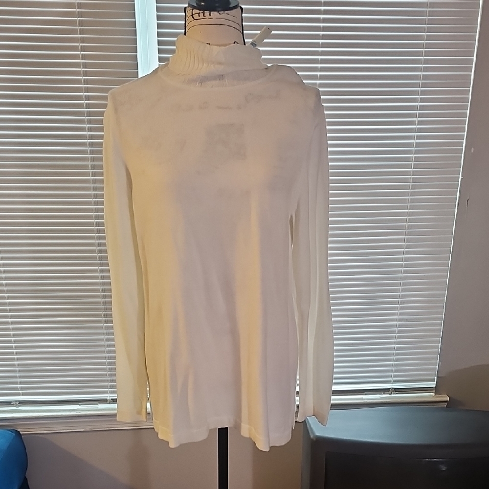 Talbots Elegant Cream Turtleneck Sweater LARGE